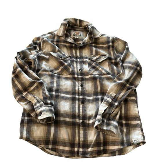 Free Plant men's size medium brown and tan button down flannel - Picture 1 of 4